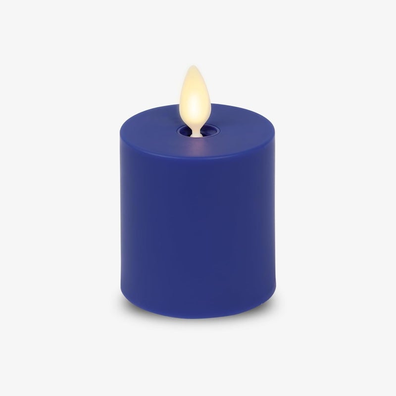 LUMINARA Outdoor Votive Flameless LED Candle, Vivid Ultramarine 2" x 3.2", Moving Flame Battery Operated Timer Remote Ready IPX4 Matte Plastic Finish - Image 1